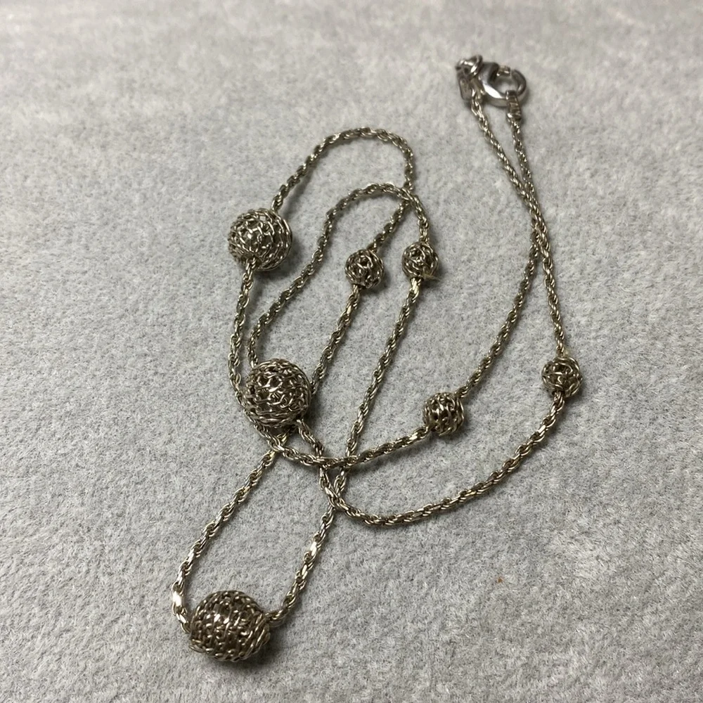Sterling Silver Italian Woven Ball Chain Necklace 17” 925